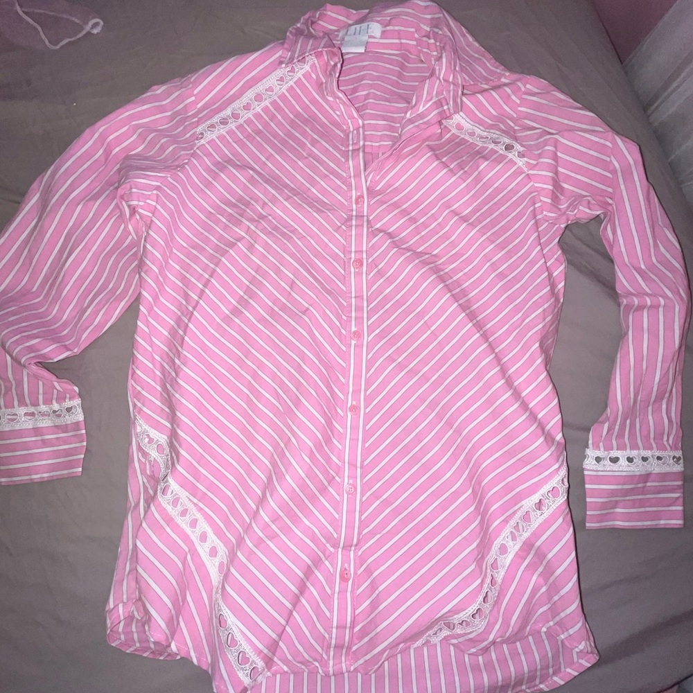 Pink Striped Button-Up Shirt - Picture 2 of 3
